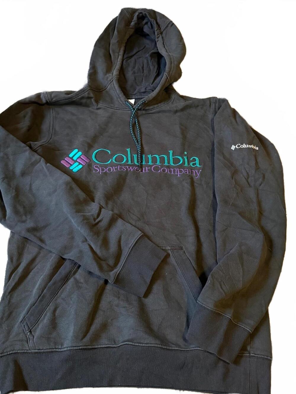Columbia Sportswear Black Pullover Hoodie Size Small Embroidered Logo Outdoor